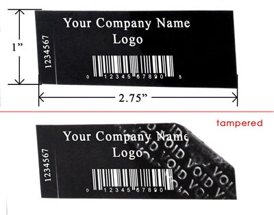 500 Non Residue Black Tamper-Evident Stickers TamperGuard® Security Label Seal , Rectangle 2.75" x 1" (70mm x 25mm) >Click on item details to customize.