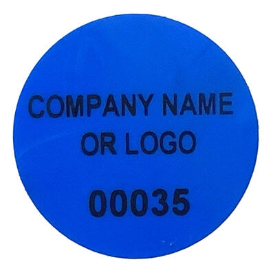 1,000 Non Residue Blue Tamper-Evident Stickers TamperGuard® Security Label Seal , Round/ Circle 0.75" diameter (19mm) >Click on item details to customize.