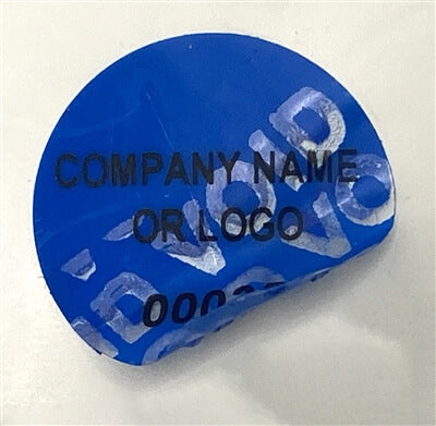 1,000 Non Residue Blue Tamper-Evident Stickers TamperGuard® Security Label Seal , Round/ Circle 0.75" diameter (19mm) >Click on item details to customize.