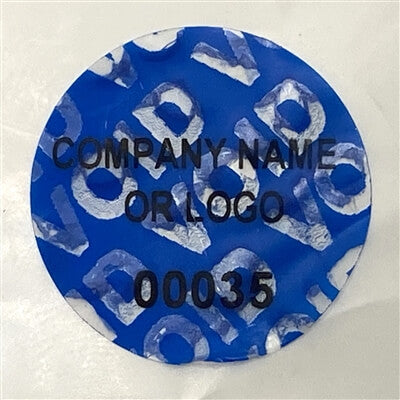 1,000 Non Residue Blue Tamper-Evident Stickers TamperGuard® Security Label Seal , Round/ Circle 0.75" diameter (19mm) >Click on item details to customize.