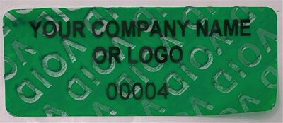 2,000 Non Residue Green Tamper-Evident Stickers TamperGuard® Security Label Seal , Rectangle 1.5" x 0.6" (38mm x 15mm) >Click on item details to customize.
