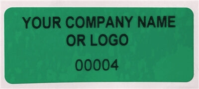 2,000 Non Residue Green Tamper-Evident Stickers TamperGuard® Security Label Seal , Rectangle 1.5" x 0.6" (38mm x 15mm) >Click on item details to customize.