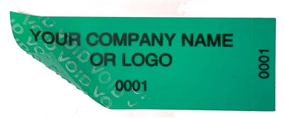 10,000 Non Residue Green Tamper-Evident Stickers TamperGuard® Security Label Seal , Rectangle 2.75" x 1" (70mm x 25mm) >Click on item details to customize.