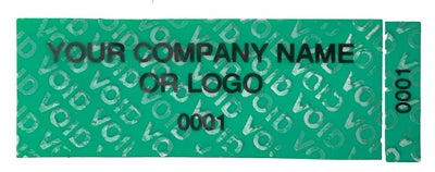 1,000 Non Residue Green Tamper-Evident Stickers TamperGuard® Security Label Seal , Rectangle 2.75" x 1" (70mm x 25mm) >Click on item details to customize.