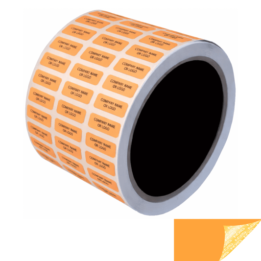 250 Orange TamperGuard® Tamper Evident Security Label Seal Sticker Non Residue, Rectangle 0.75" x 0.25" (19mm x 6mm). Custom Print. >Click on item details to customize it.