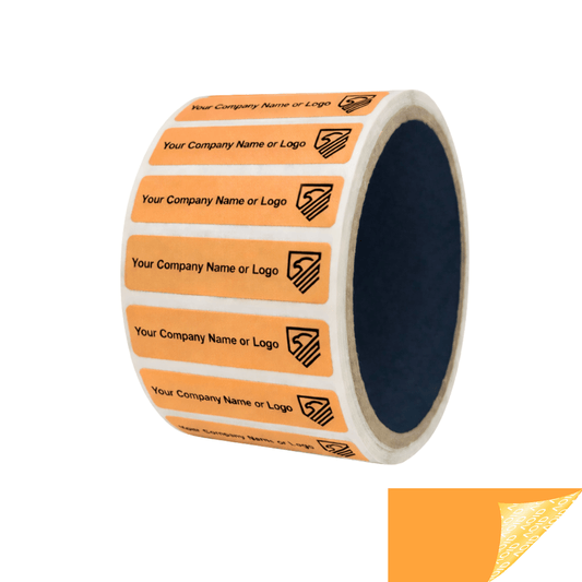 10,000 Non Residue Orange Tamper-Evident Stickers TamperGuard® Security Label Seal , Rectangle 2" x 0.5" (51mm x 13mm) >Click on item details to customize.