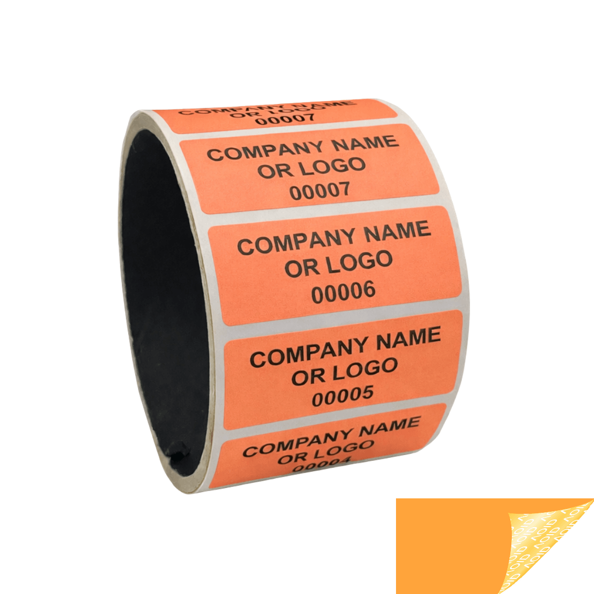 250 Orange TamperGuard® Tamper Evident Security Label Seal Sticker Non Residue, Rectangle 2" x 0.75" (51mm x 19mm). Custom Print. >Click on item details to customize it.