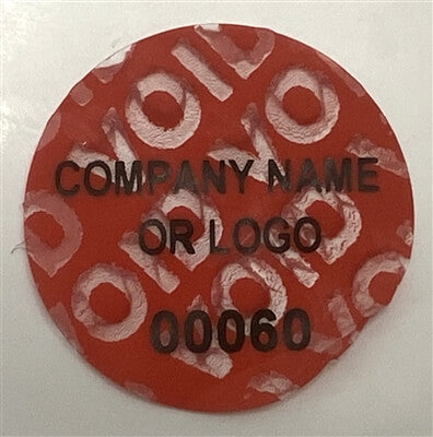 500 Non Residue Red Tamper-Evident Stickers TamperGuard® Security Label Seal , Round/ Circle 0.75" diameter (19mm) >Click on item details to customize.