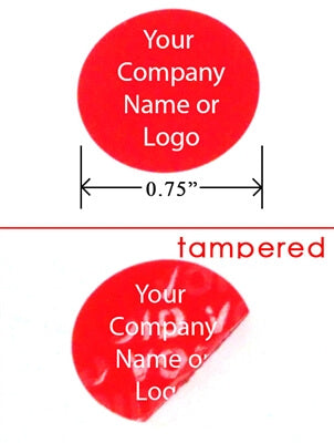 500 Non Residue Red Tamper-Evident Stickers TamperGuard® Security Label Seal , Round/ Circle 0.75" diameter (19mm) >Click on item details to customize.