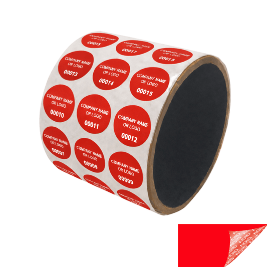 5,000 Non Residue Red Tamper-Evident Stickers TamperGuard® Security Label Seal , Round/ Circle 0.75" diameter (19mm) >Click on item details to customize.