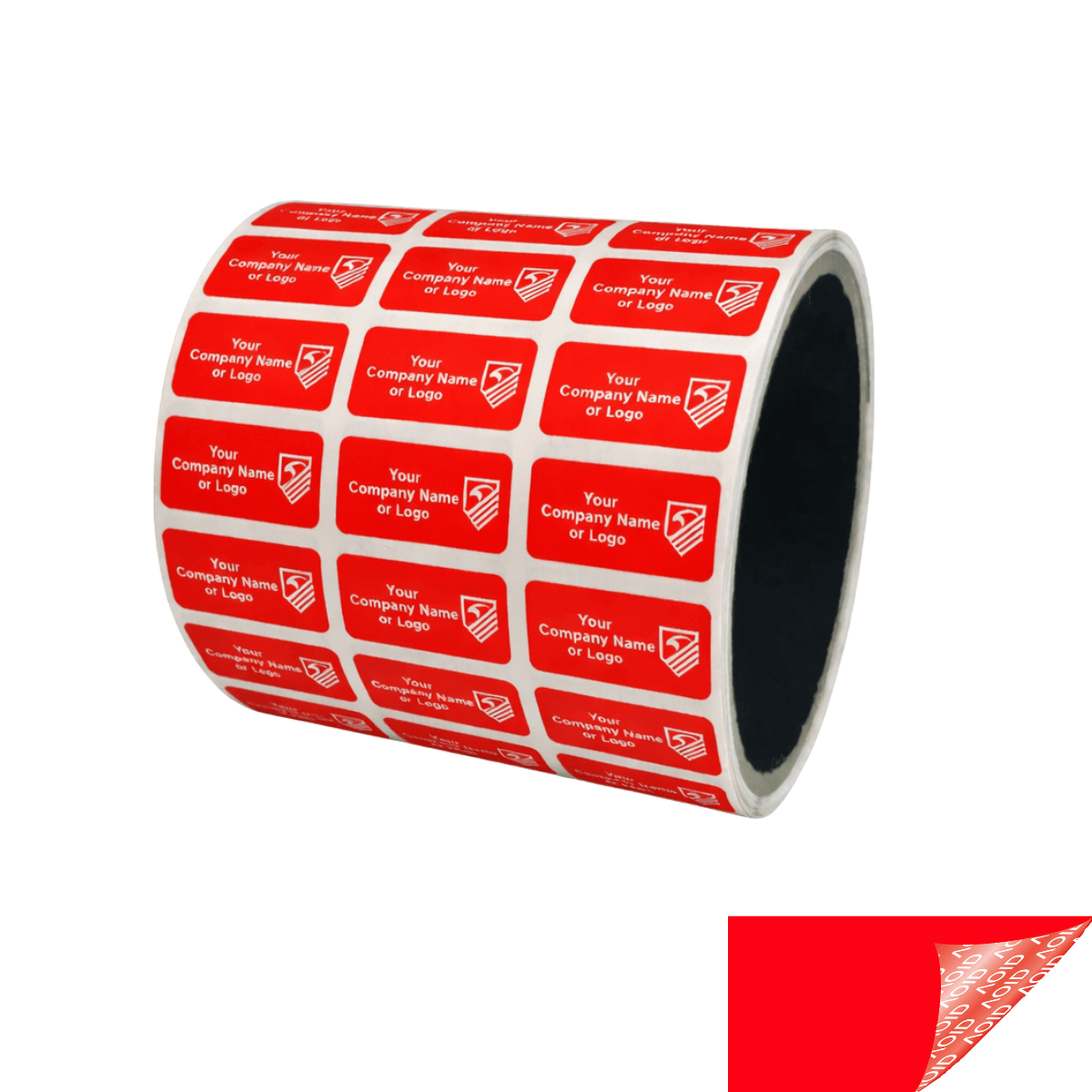250 Red TamperGuard® Tamper Evident Security Label Seal Sticker Non Residue, Rectangle 1"x 0.5" (25mm x 13mm). Custom Print. >Click on item details to customize it.