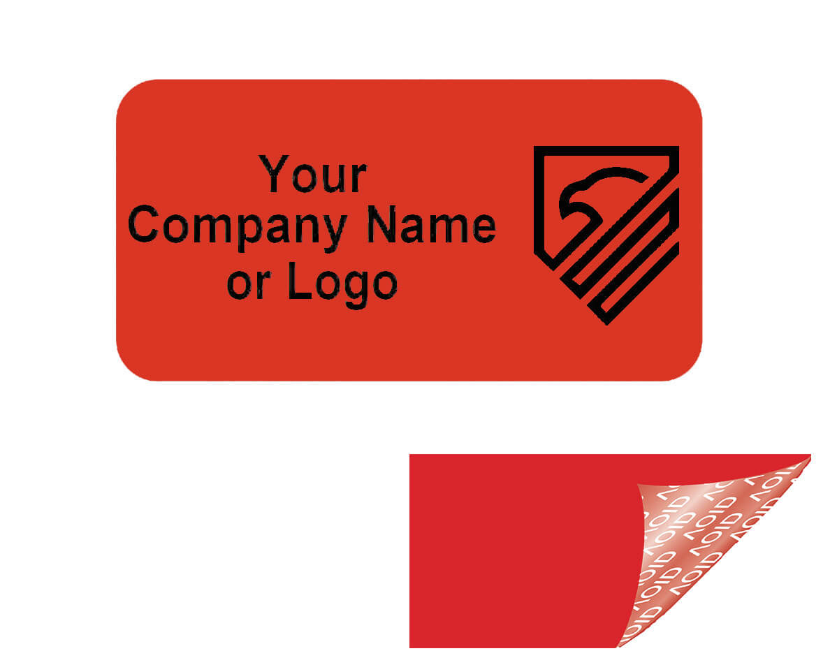250 Red TamperGuard® Tamper Evident Security Label Seal Sticker Non Residue, Rectangle 1"x 0.5" (25mm x 13mm). Custom Print. >Click on item details to customize it.