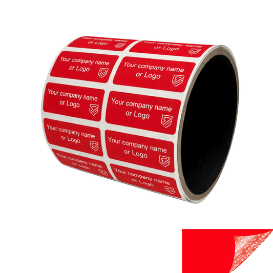 1,000 Non Residue Red Tamper-Evident Stickers TamperGuard® Security Label Seal , Rectangle 1.5" x 0.6" (38mm x 15mm) >Click on item details to customize.