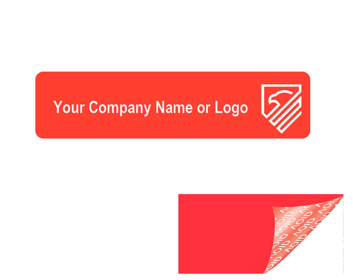 250 Non Residue Red Tamper-Evident Stickers TamperGuard® Security Label Seal , Rectangle 2" x 0.5" (51mm x 13mm) >Click on item details to customize.