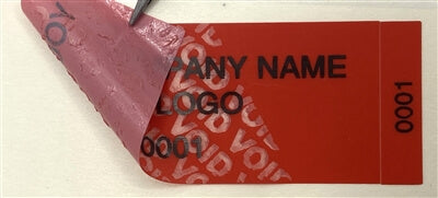 250 Non Residue Red Tamper-Evident Stickers TamperGuard® Security Label Seal , Rectangle 2.75" x 1" (70mm x 25mm) >Click on item details to customize.