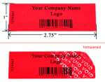 250 Non Residue Red Tamper-Evident Stickers TamperGuard® Security Label Seal , Rectangle 2.75" x 1" (70mm x 25mm) >Click on item details to customize.
