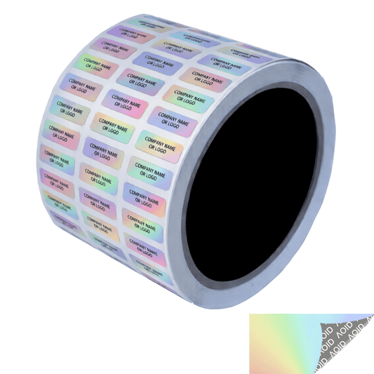 250 Rainbow TamperGuard® Tamper Evident Security Label Seal Sticker Non Residue, Rectangle 0.75" x 0.25" (19mm x 6mm). Custom Print. >Click on item details to customize it.