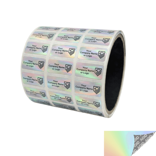 250 Rainbow TamperGuard® Tamper Evident Security Label Seal Sticker Non Residue, Rectangle 1"x 0.5" (25mm x 13mm). Custom Print. >Click on item details to customize it.