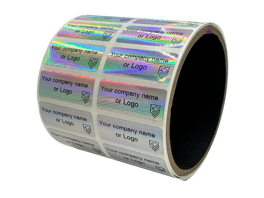 1,000 Non Residue Holographic Rainbow Finish Tamper-Evident Stickers TamperGuard® Security Label Seal , Rectangle 1.5" x 0.6" (38mm x 15mm) >Click on item details to customize.