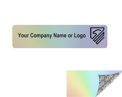 1,000 Non Residue Holographic Rainbow Finish Tamper-Evident Stickers TamperGuard® Security Label Seal , Rectangle 2" x 0.5" (51mm x 13mm) >Click on item details to customize.