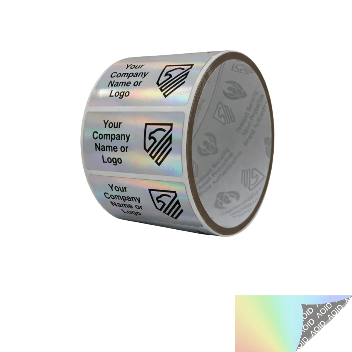 500 Non Residue Holographic Rainbow Finish Tamper-Evident Stickers TamperGuard® Security Label Seal , Rectangle 2" x 1" (51mm x 25mm) >Click on item details to customize.