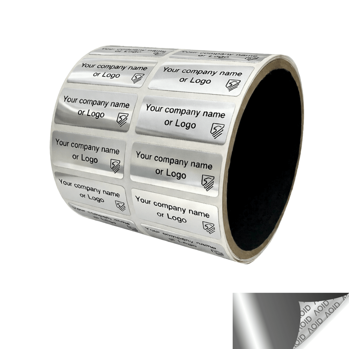 2,000 Non Residue Silver Bright Chrome Tamper-Evident Stickers TamperGuard® Security Label Seal, Rectangle 1.5" x 0.6" (38mm x 15mm) >Click on item details to customize.