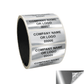 10,000 Silver Bright TamperGuard® Tamper Evident Security Label Seal Sticker Non Residue, Rectangle 2" x 0.75" (51mm x 19mm). Custom Print. >Click on item details to customize it.