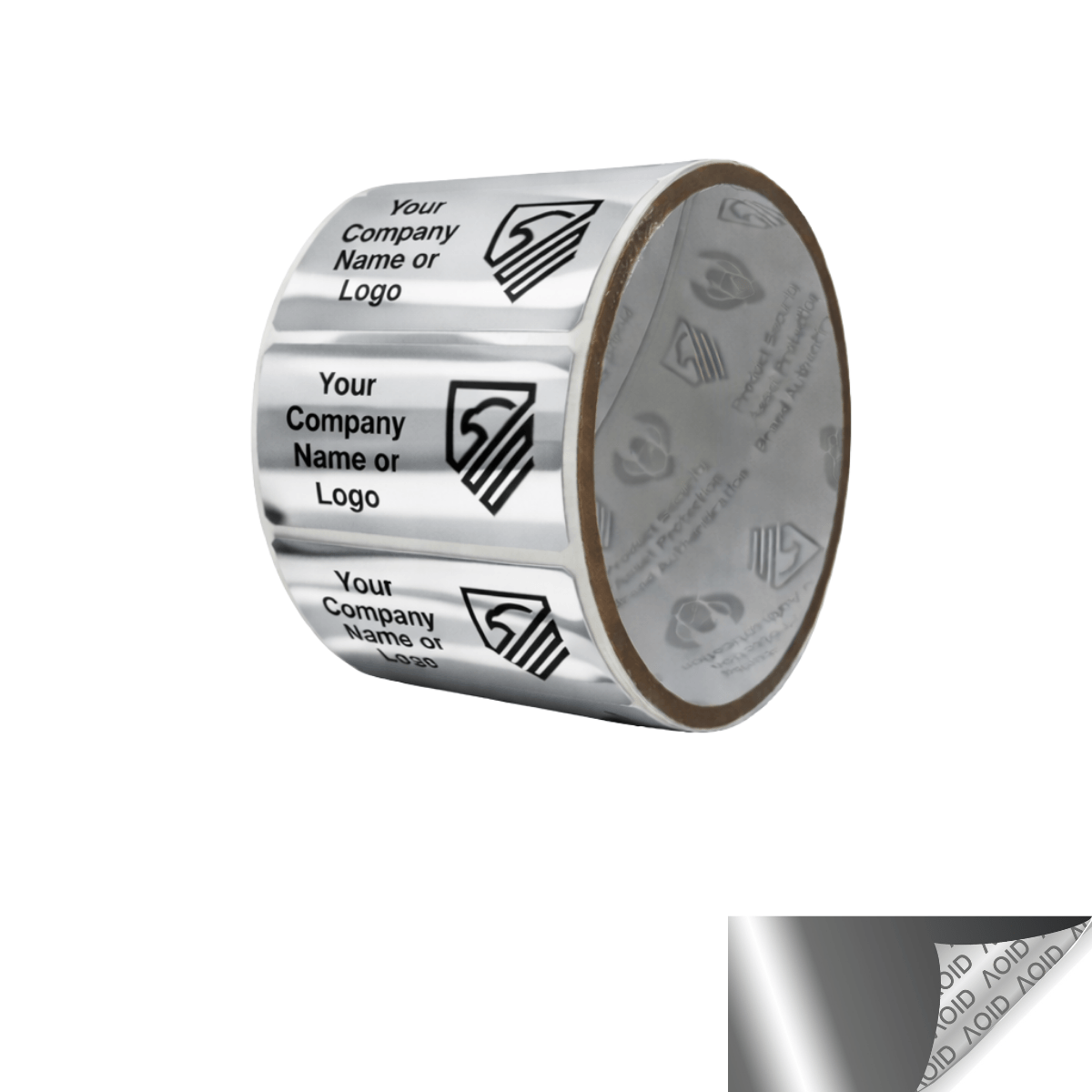 1,000 Non Residue Silver Bright Chrome Tamper-Evident Stickers TamperGuard® Security Label Seal , Rectangle 2" x 1" (51mm x 25mm) >Click on item details to customize.