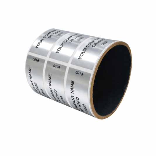 2,000 Non Residue Silver Bright Chrome Tamper-Evident Stickers TamperGuard® Security Label Seal , Rectangle 2.75" x 1" (70mm x 25mm) >Click on item details to customize.