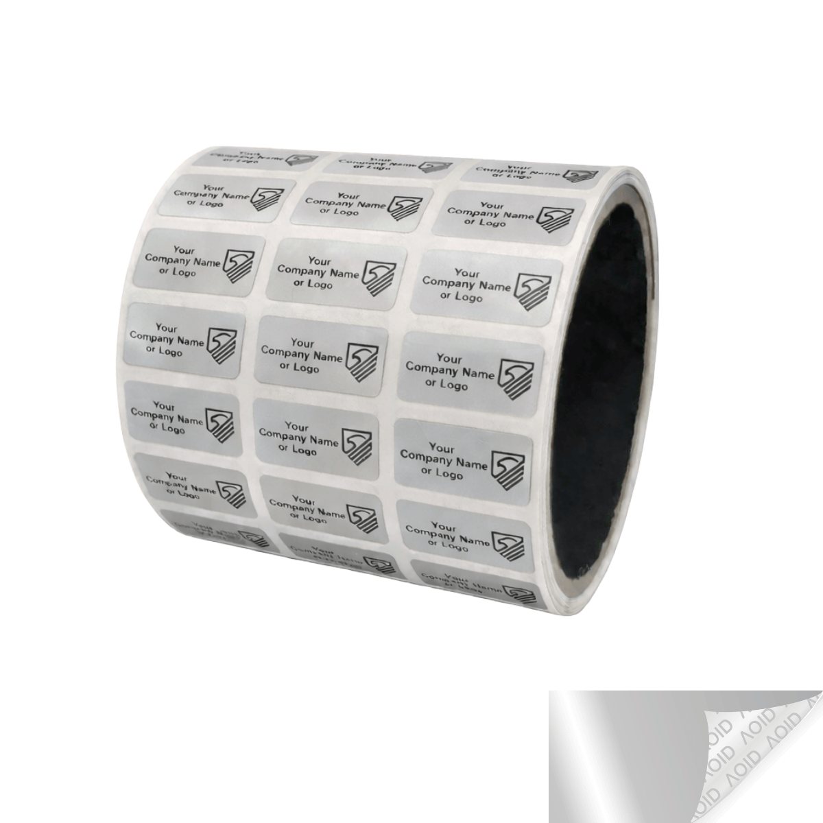 10,000 Silver Mate TamperGuard® Tamper Evident Security Label Seal Sticker Non Residue, Rectangle 1"x 0.5" (25mm x 13mm). Custom Print. >Click on item details to customize it.