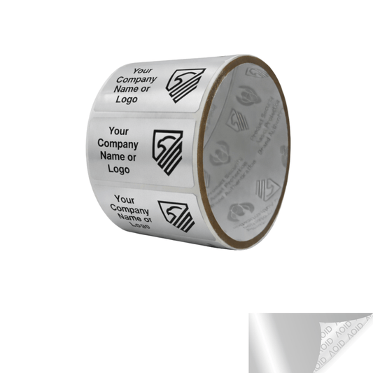 2,000 Non Residue Silver Matte Chrome Tamper-Evident Stickers TamperGuard® Security Label Seal , Rectangle 2" x 1" (51mm x 25mm) >Click on item details to customize.