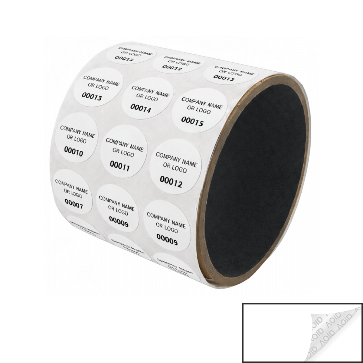 1,000 Non Residue White Tamper-Evident Stickers TamperGuard® Security Label Seal , Round/ Circle 0.75" diameter (19mm) >Click on item details to customize.
