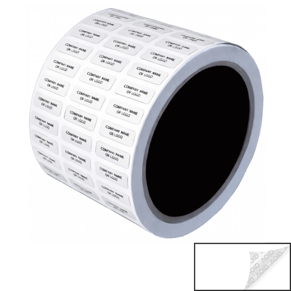 500 White TamperGuard® Tamper Evident Security Label Seal Sticker Non Residue, Rectangle 0.75" x 0.25" (19mm x 6mm). Custom Print. >Click on item details to customize it.