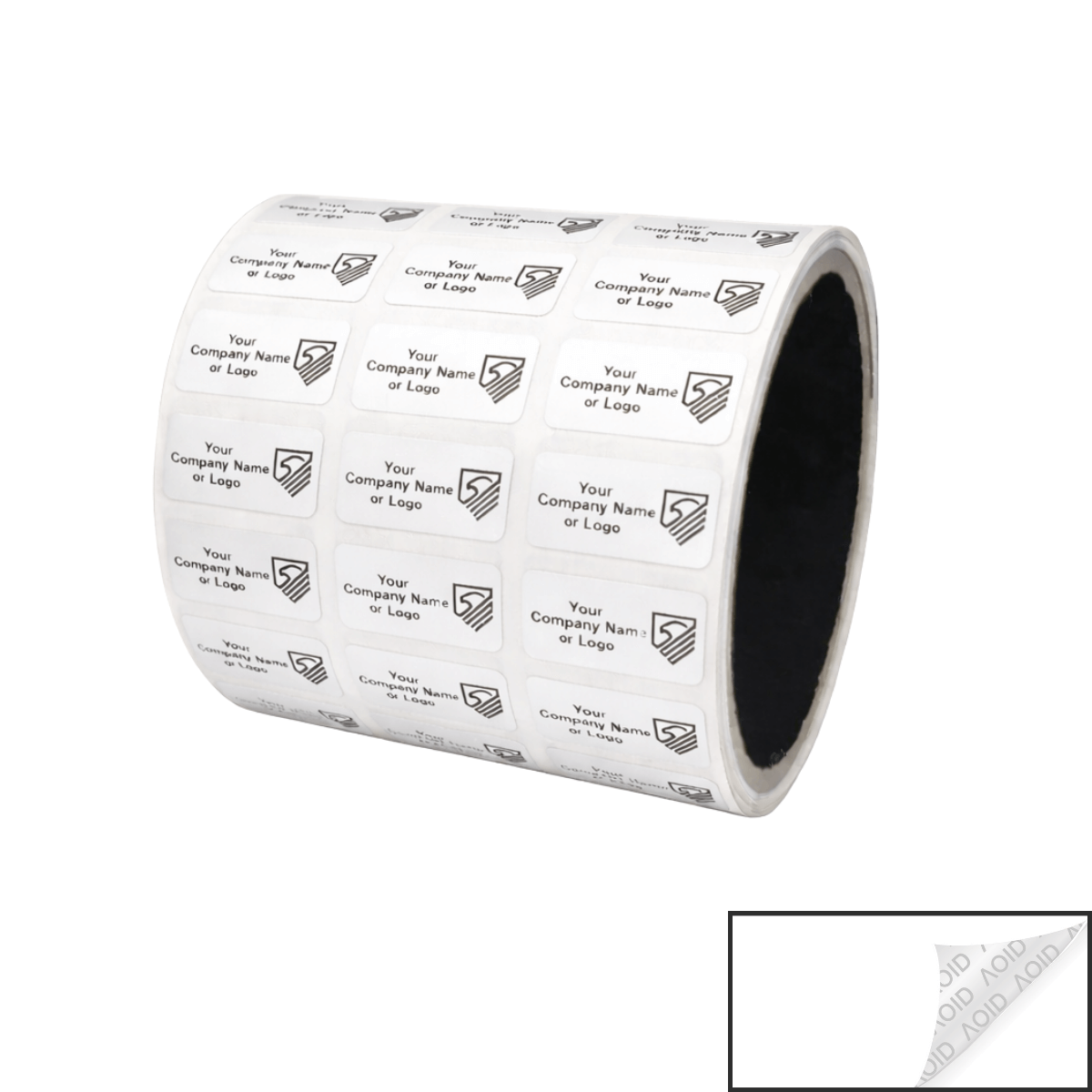 1,000 White TamperGuard® Tamper Evident Security Label Seal Sticker Non Residue, Rectangle 1"x 0.5" (25mm x 13mm). Custom Print. >Click on item details to customize it.