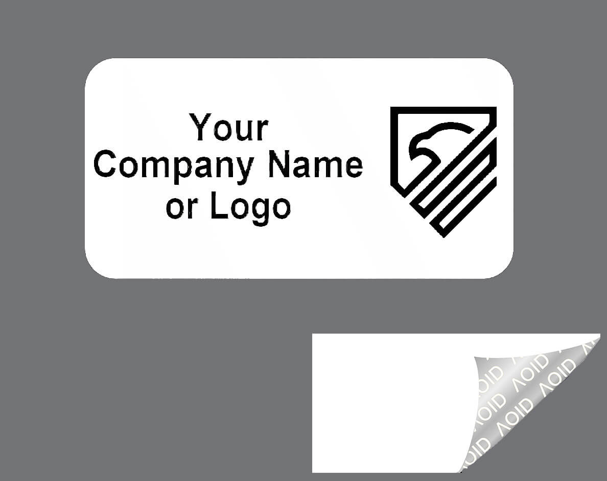 1,000 White TamperGuard® Tamper Evident Security Label Seal Sticker Non Residue, Rectangle 1"x 0.5" (25mm x 13mm). Custom Print. >Click on item details to customize it.
