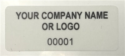 500 Non Residue White Tamper-Evident Stickers TamperGuard® Security Label Seal , Rectangle 1.5" x 0.6" (38mm x 15mm) >Click on item details to customize.