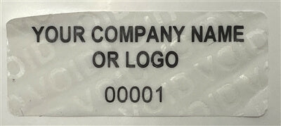 500 Non Residue White Tamper-Evident Stickers TamperGuard® Security Label Seal , Rectangle 1.5" x 0.6" (38mm x 15mm) >Click on item details to customize.