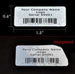 500 Non Residue White Tamper-Evident Stickers TamperGuard® Security Label Seal , Rectangle 1.5" x 0.6" (38mm x 15mm) >Click on item details to customize.