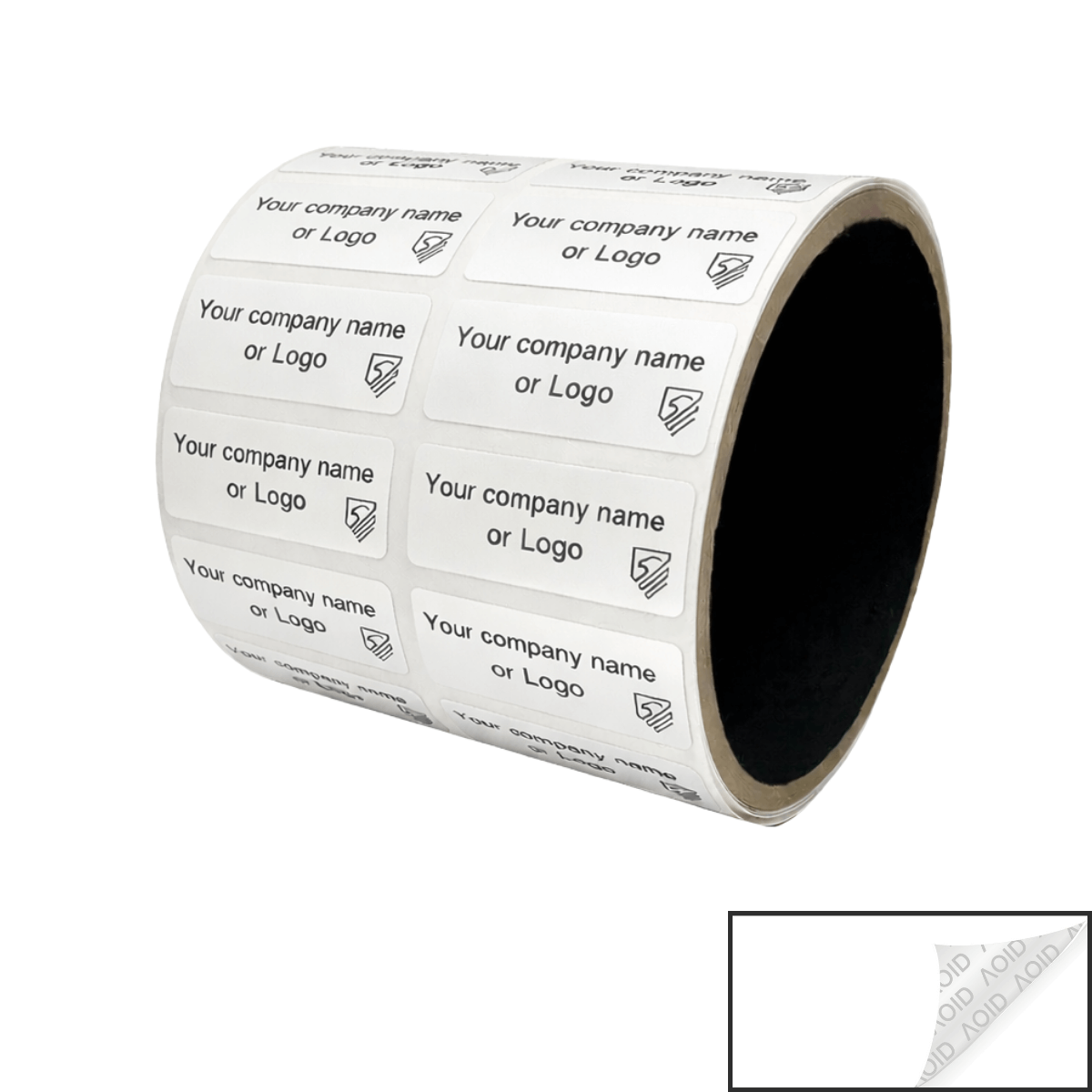 1,000 Non Residue White Tamper-Evident Stickers TamperGuard® Security Label Seal , Rectangle 1.5" x 0.6" (38mm x 15mm) >Click on item details to customize.