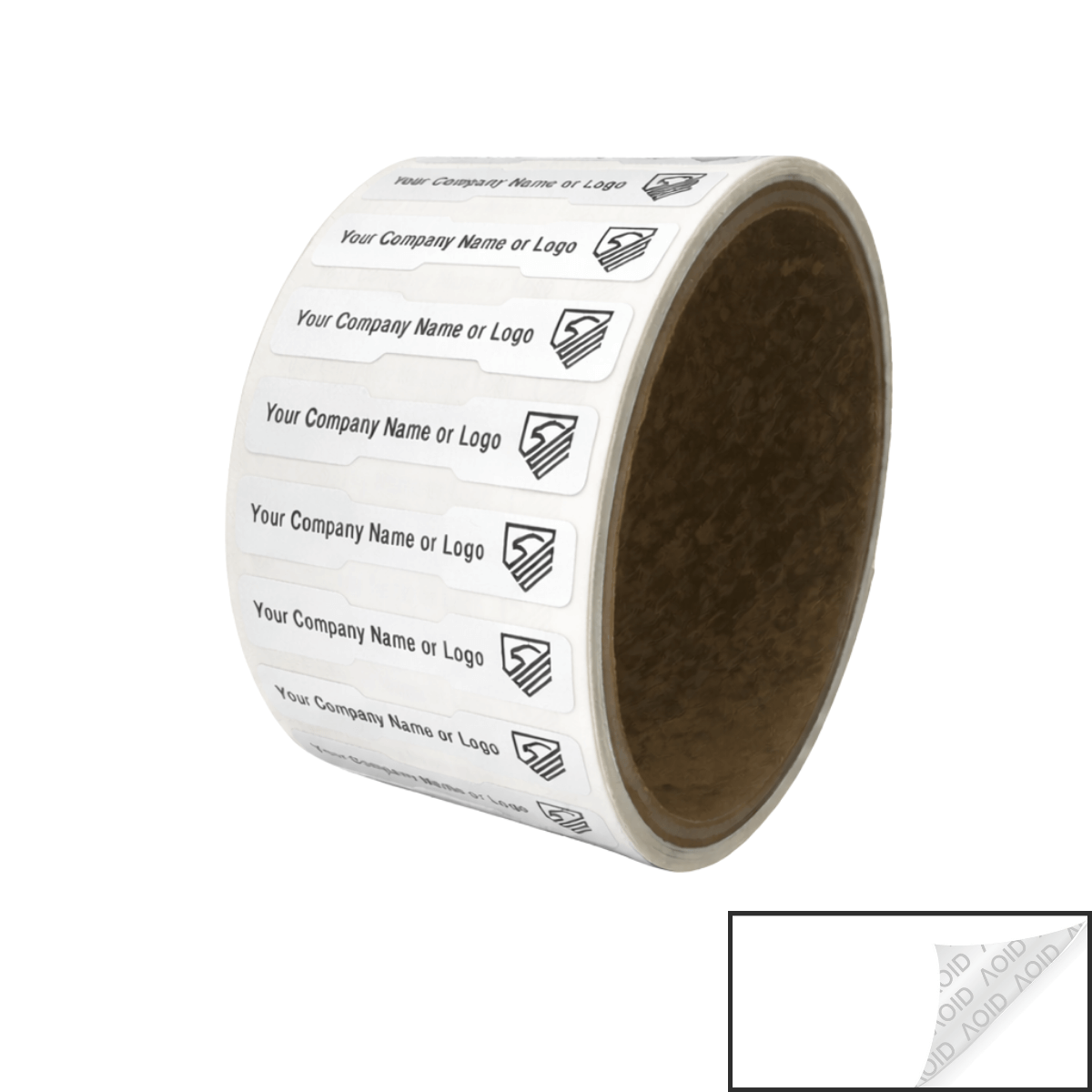 10,000 Non Residue White Tamper-Evident Stickers TamperGuard® Security Label Seal , Dogbone Shape Size 1.75" x 0.375 (44mm x 9mm) >Click on item details to customize.