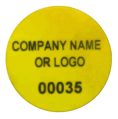 250 Non Residue Yellow Tamper-Evident Stickers TamperGuard® Security Label Seal , Round/ Circle 0.75" diameter (19mm) >Click on item details to customize.