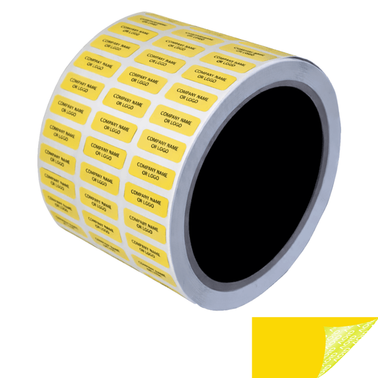 500 Yellow TamperGuard® Tamper Evident Security Label Seal Sticker Non Residue, Rectangle 0.75" x 0.25" (19mm x 6mm). Custom Print. >Click on item details to customize it.