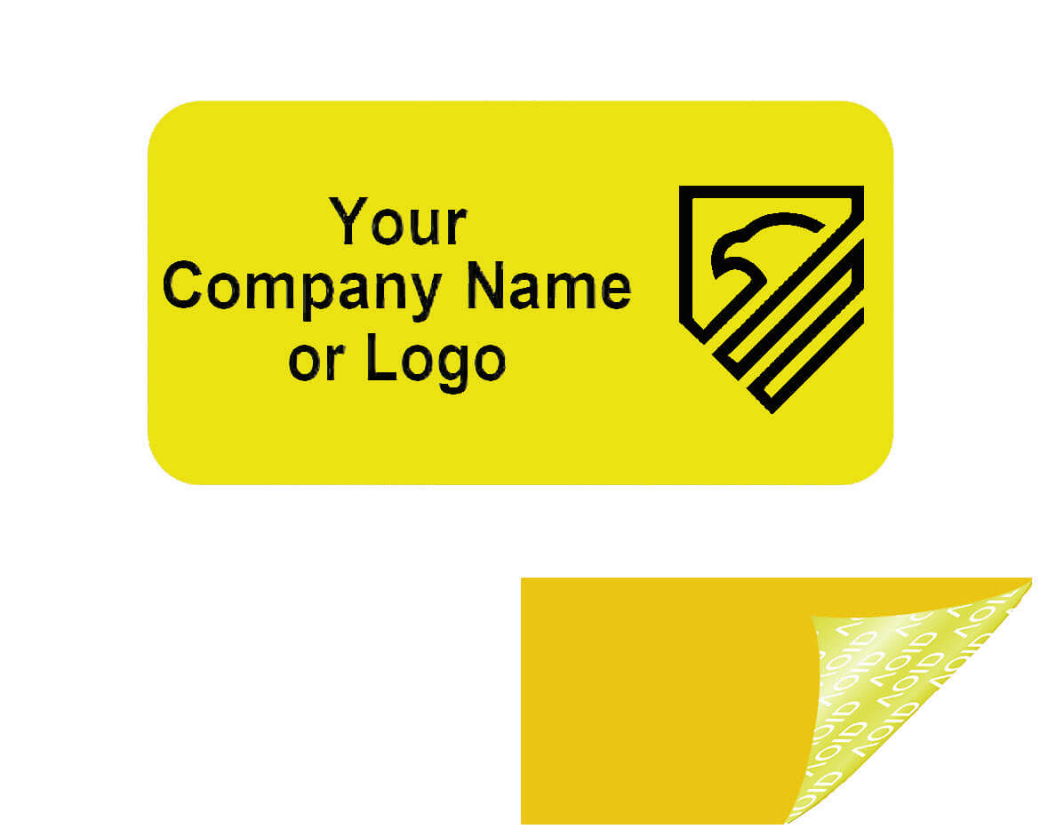 500 Yellow TamperGuard® Tamper Evident Security Label Seal Sticker Non Residue, Rectangle 1"x 0.5" (25mm x 13mm). Custom Print. >Click on item details to customize it.