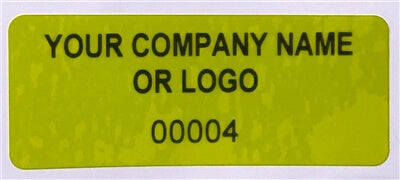 1,000 Non Residue Yellow Tamper-Evident Stickers TamperGuard® Security Label Seal , Rectangle 1.5" x 0.6" (38mm x 15mm) >Click on item details to customize.