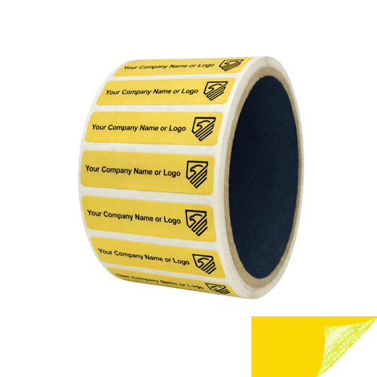 2,000 Non Residue Yellow Tamper-Evident Stickers TamperGuard® Security Label Seal , Rectangle 2" x 0.5" (51mm x 13mm) >Click on item details to customize.