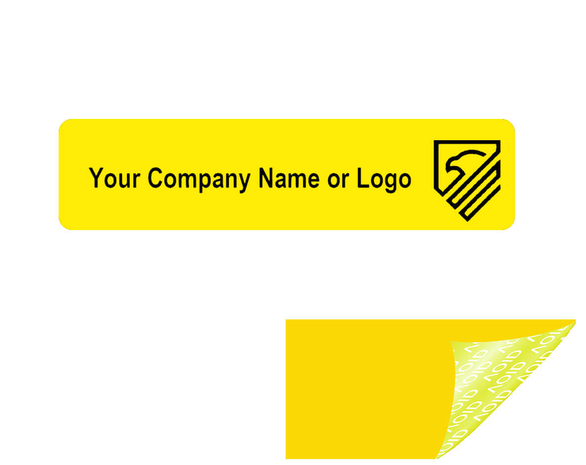 5,000 Non Residue Yellow Tamper-Evident Stickers TamperGuard® Security Label Seal , Rectangle 2" x 0.5" (51mm x 13mm) >Click on item details to customize.