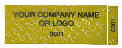 500 Non Residue Yellow Tamper-Evident Stickers TamperGuard® Security Label Seal , Rectangle 2.75" x 1" (70mm x 25mm) >Click on item details to customize.