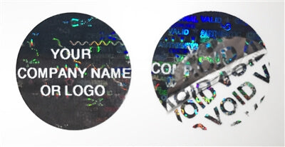 250 Black Tamper Evident Security Hologram Round Label Seal Sticker, Circle 0.75" diameter (19mm). CustomPrinted. >Click on item details to Customize.