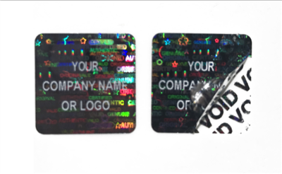 10,000 Black Tamper Evident Security Hologram Label Seal Sticker, Rectangle .75" x 0.6" (19mm x 15mm). CustomPrinted. >Click on item details to Customize.