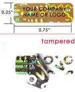 500 Gold Tamper Evident Security Hologram Label Seal Sticker, Rectangle 0.75" x 0.25" (19mm x 6mm). CustomPrinted. >Click on item details to Customize.